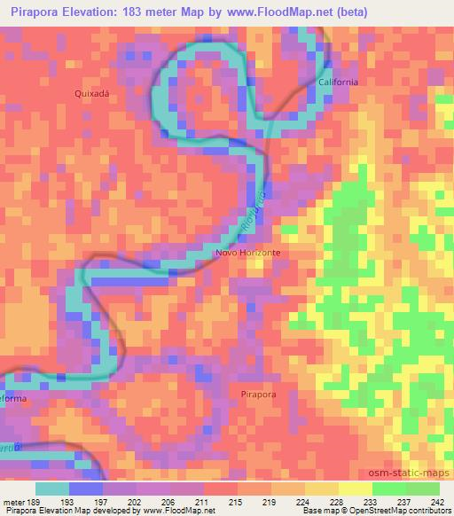 Pirapora,Brazil Elevation Map