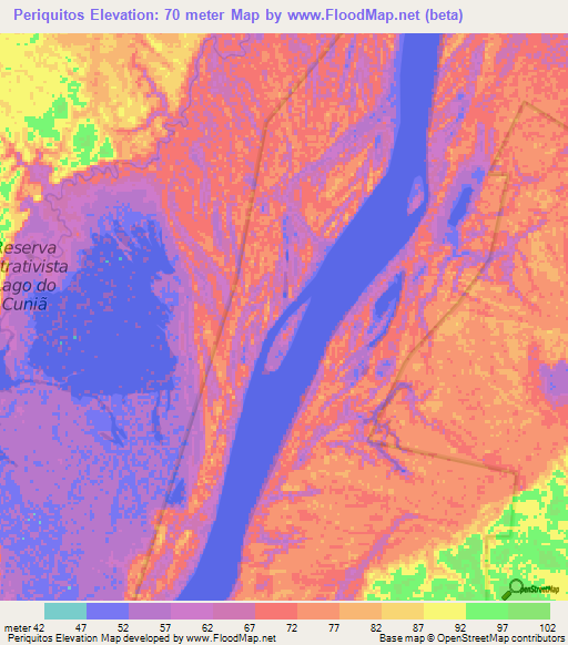 Periquitos,Brazil Elevation Map