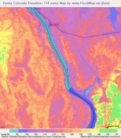 Penha Colorada,Brazil Elevation Map