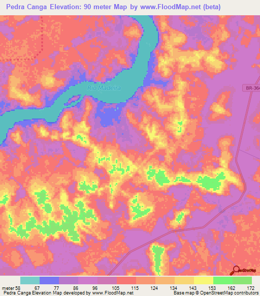 Pedra Canga,Brazil Elevation Map