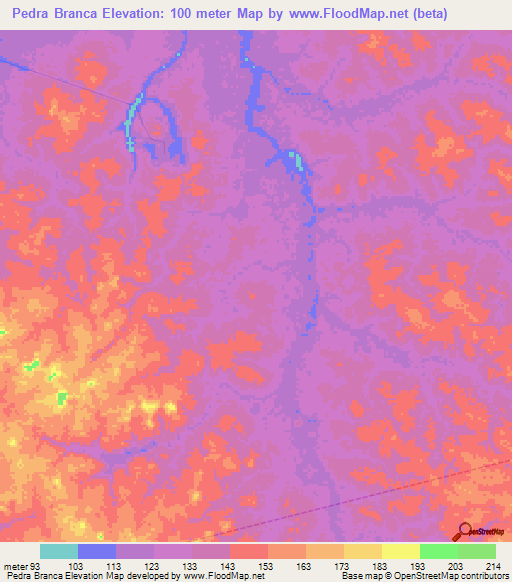 Pedra Branca,Brazil Elevation Map