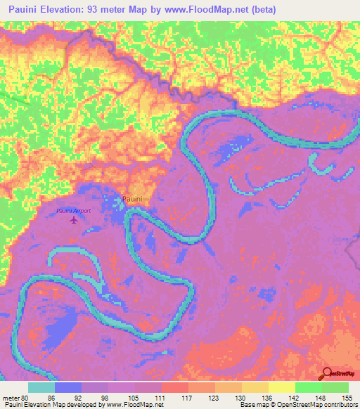 Pauini,Brazil Elevation Map