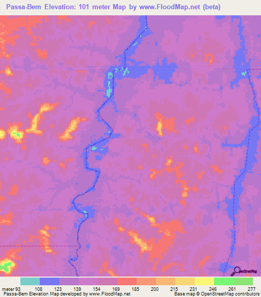 Passa-Bem,Brazil Elevation Map