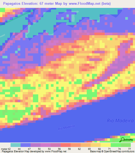 Papagaios,Brazil Elevation Map