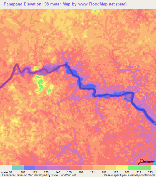 Panapana,Colombia Elevation Map