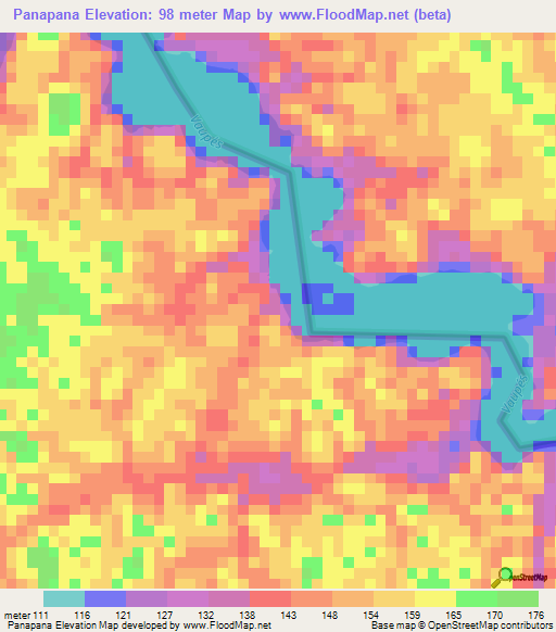 Panapana,Colombia Elevation Map