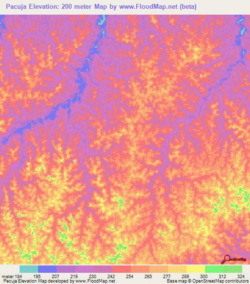 Pacuja,Brazil Elevation Map