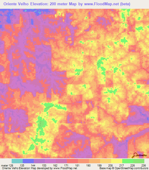 Oriente Velho,Brazil Elevation Map