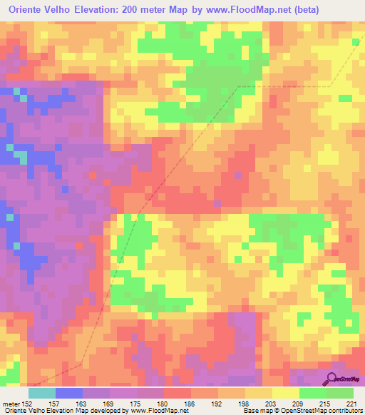 Oriente Velho,Brazil Elevation Map