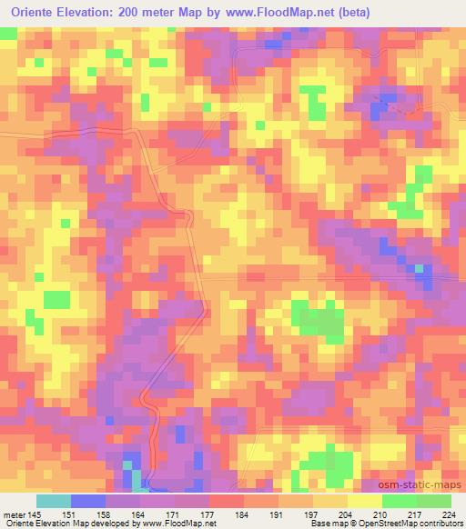 Oriente,Brazil Elevation Map