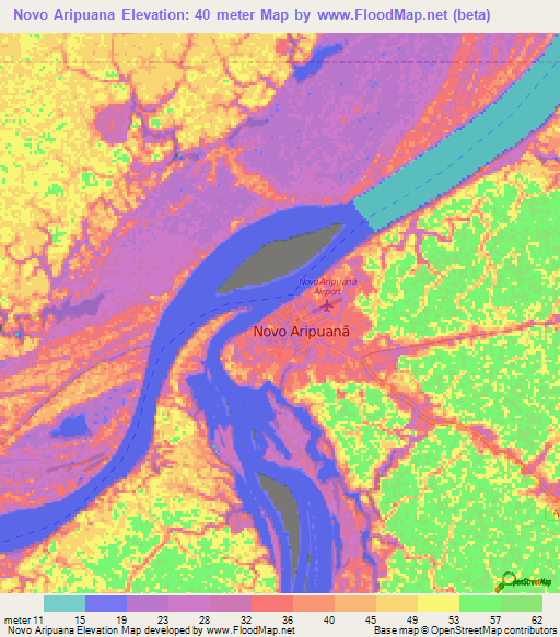 Novo Aripuana,Brazil Elevation Map