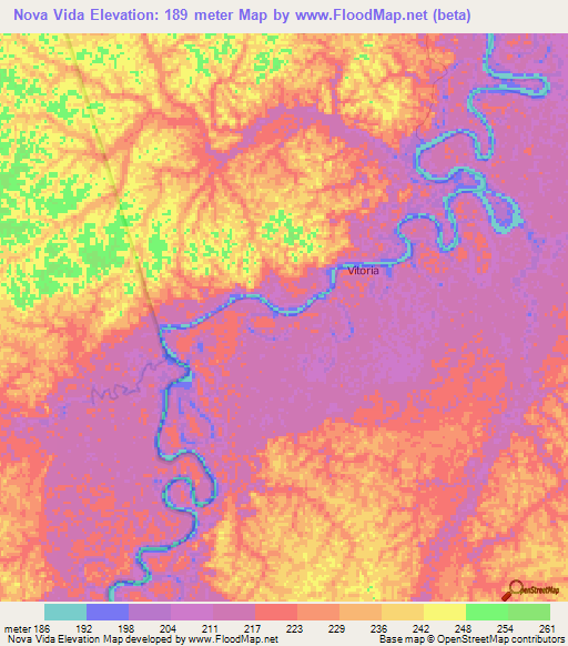 Nova Vida,Brazil Elevation Map