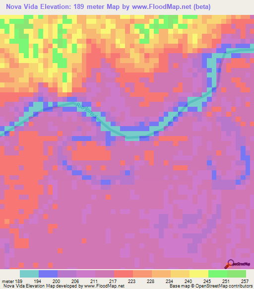 Nova Vida,Brazil Elevation Map