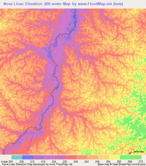 Nova Licao,Brazil Elevation Map