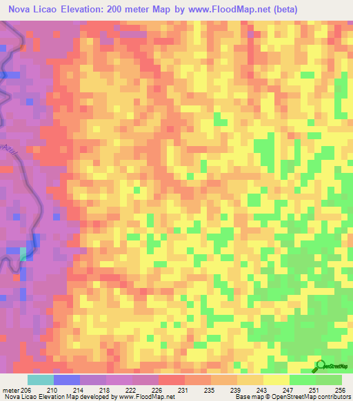 Nova Licao,Brazil Elevation Map