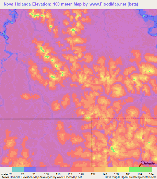 Nova Holanda,Brazil Elevation Map