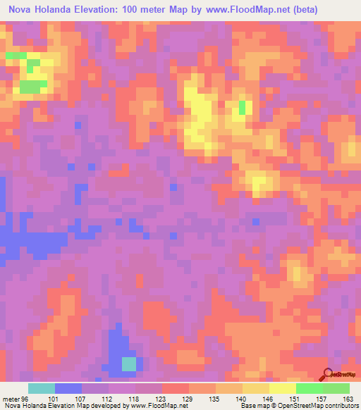 Nova Holanda,Brazil Elevation Map