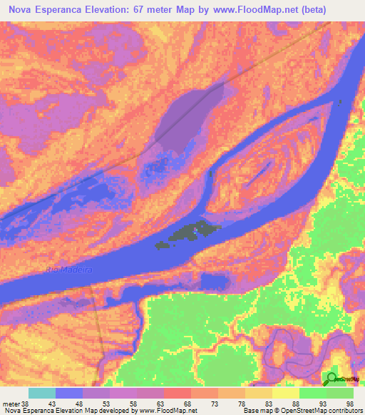 Nova Esperanca,Brazil Elevation Map