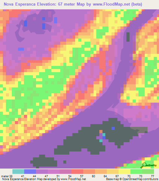 Nova Esperanca,Brazil Elevation Map