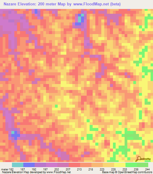 Nazare,Brazil Elevation Map