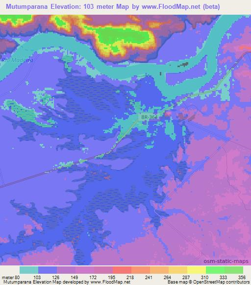 Mutumparana,Brazil Elevation Map