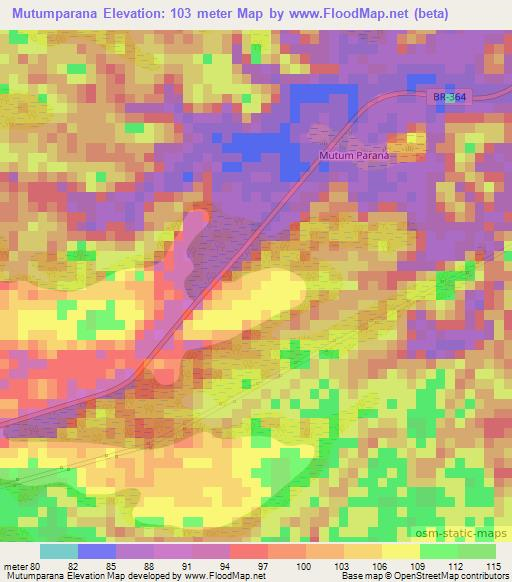 Mutumparana,Brazil Elevation Map