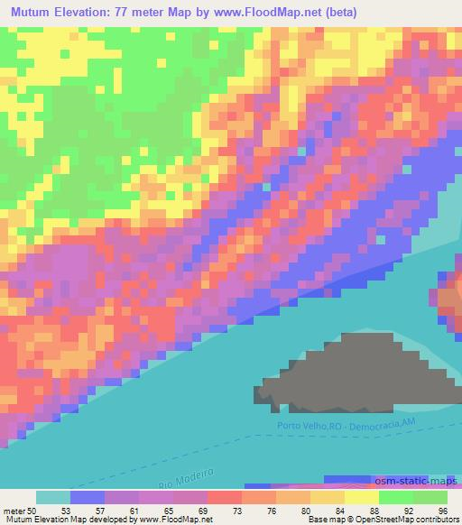 Mutum,Brazil Elevation Map