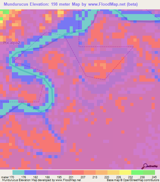 Mundurucus,Brazil Elevation Map