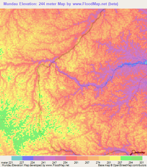 Mundau,Brazil Elevation Map