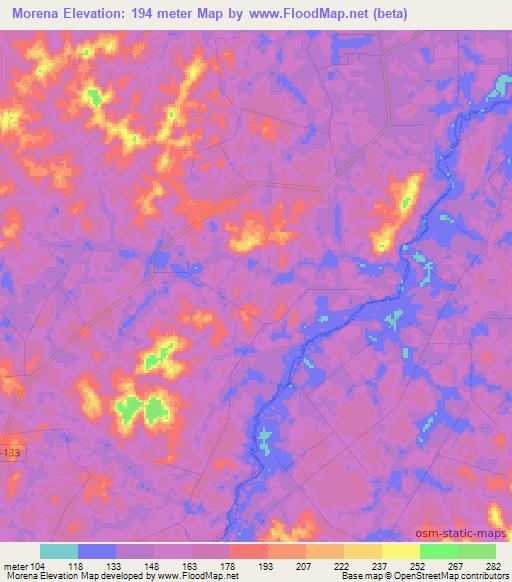 Morena,Brazil Elevation Map