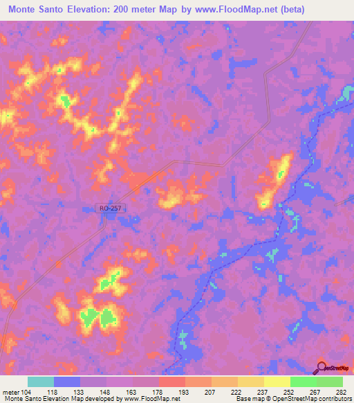 Monte Santo,Brazil Elevation Map