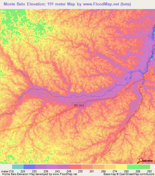 Monte Belo,Brazil Elevation Map