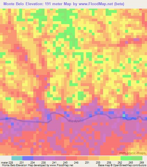 Monte Belo,Brazil Elevation Map