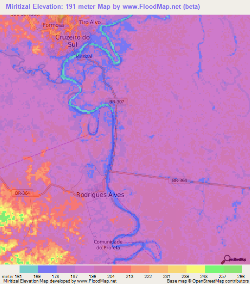 Miritizal,Brazil Elevation Map