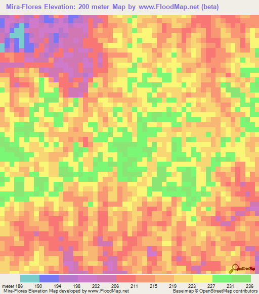 Mira-Flores,Brazil Elevation Map