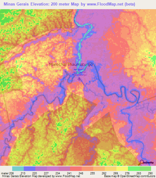 Minas Gerais,Brazil Elevation Map