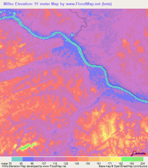 Milho,Brazil Elevation Map