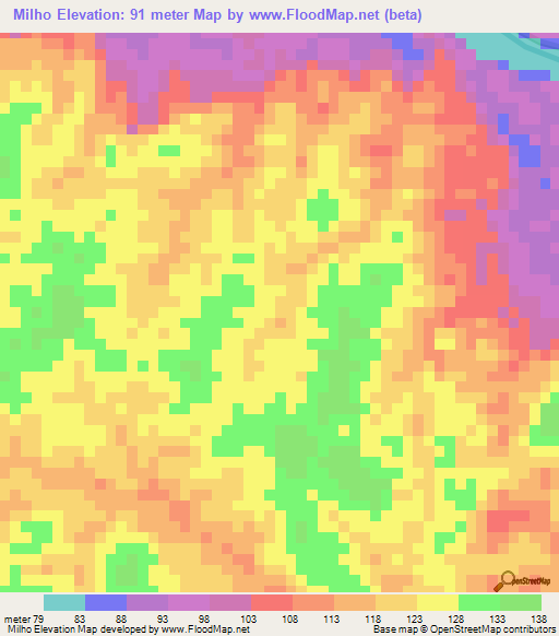 Milho,Brazil Elevation Map