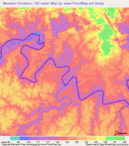 Messias,Brazil Elevation Map