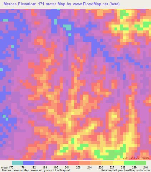 Merces,Brazil Elevation Map