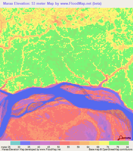 Maraa,Brazil Elevation Map