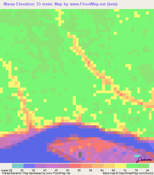 Maraa,Brazil Elevation Map