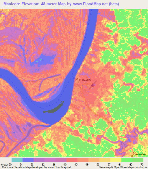 Manicore,Brazil Elevation Map