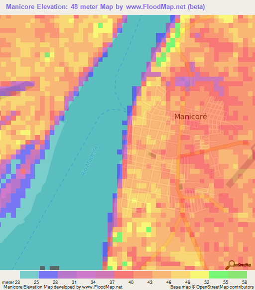 Manicore,Brazil Elevation Map