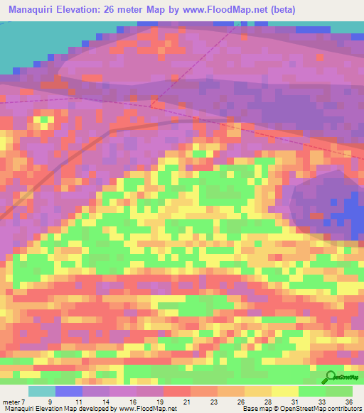 Manaquiri,Brazil Elevation Map