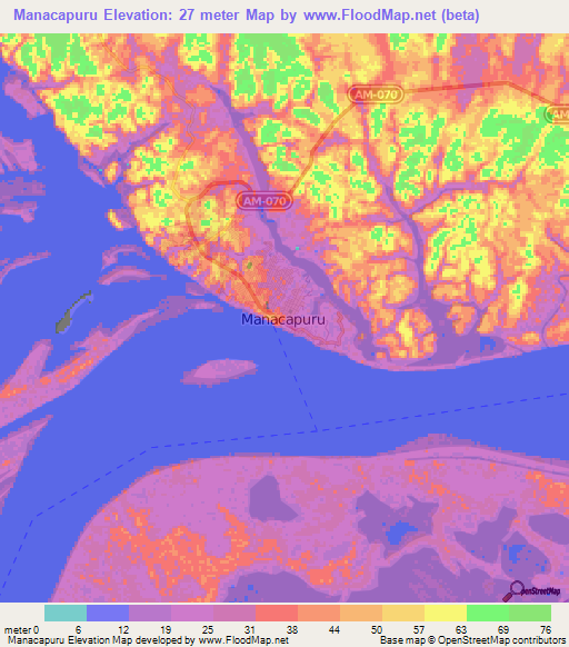 Manacapuru,Brazil Elevation Map