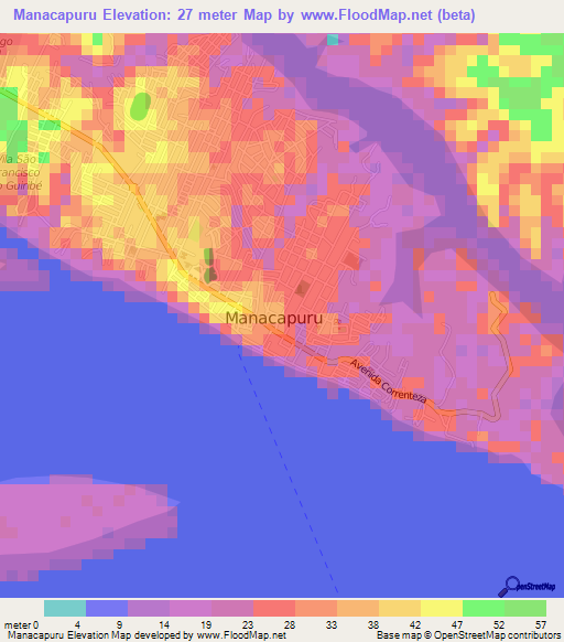 Manacapuru,Brazil Elevation Map