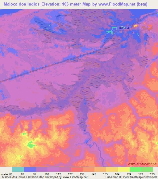 Maloca dos Indios,Brazil Elevation Map