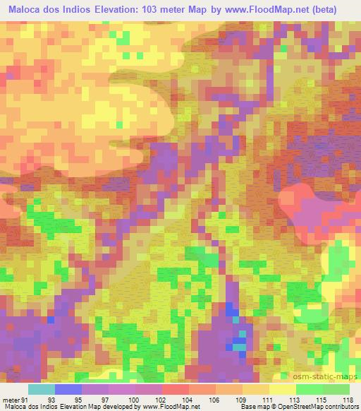 Maloca dos Indios,Brazil Elevation Map