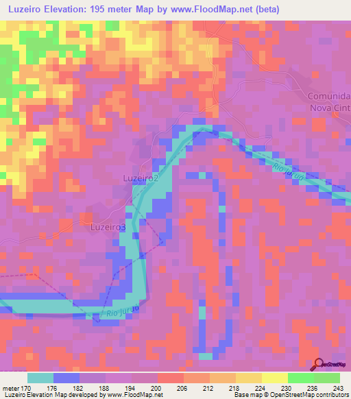 Luzeiro,Brazil Elevation Map